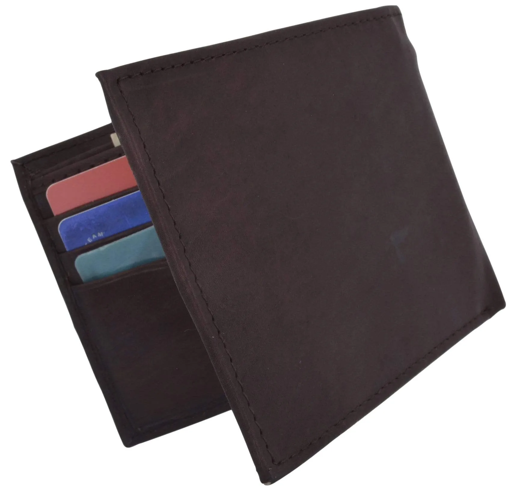 Genuine Leather Mens Bifold Slim Wallet Credit Card Holder 1308 CF