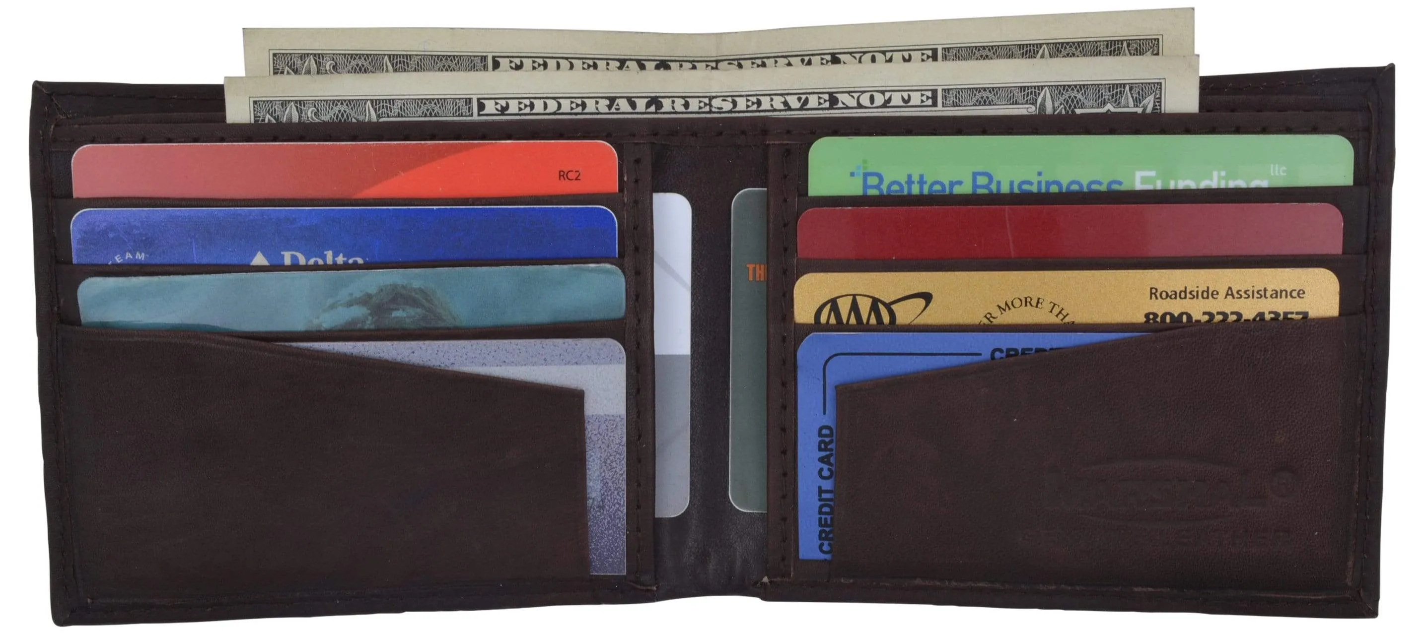 Genuine Leather Mens Bifold Slim Wallet Credit Card Holder 1308 CF