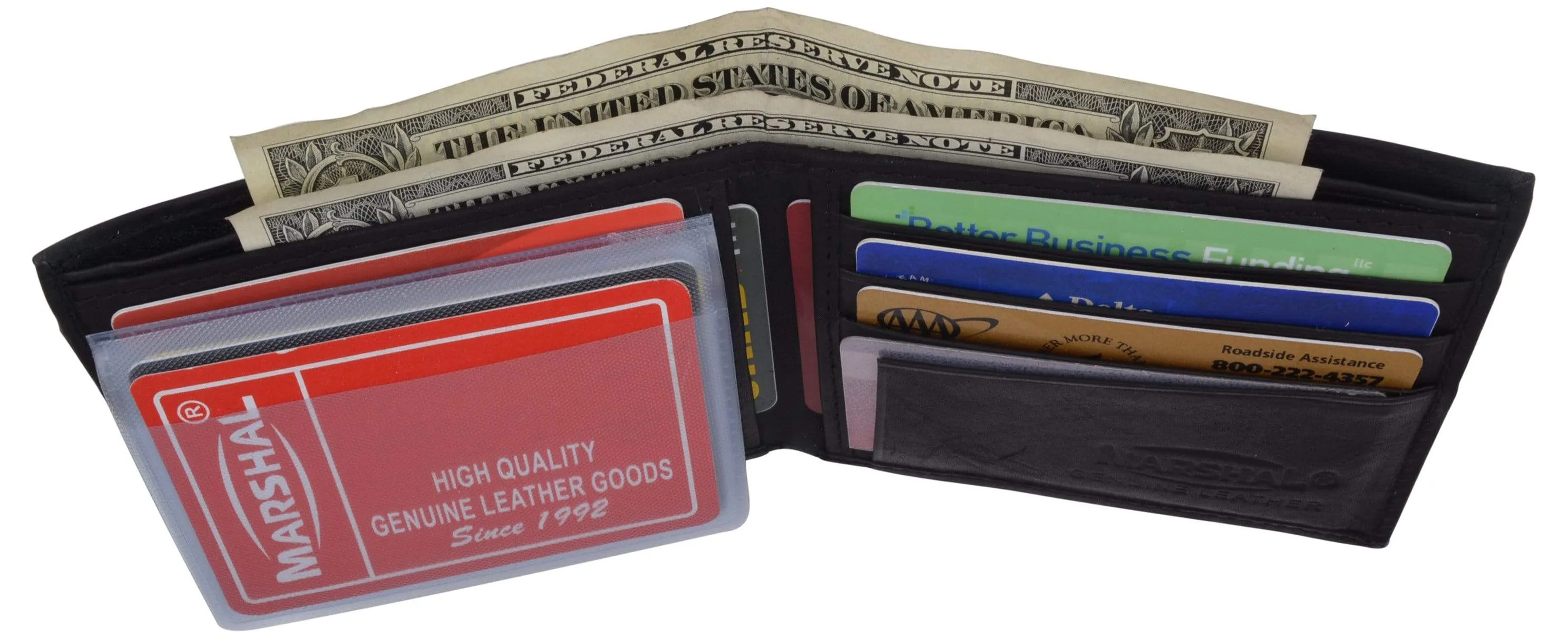 Genuine Leather Mens Bifold Slim Wallet Credit Card Holder 1308 CF