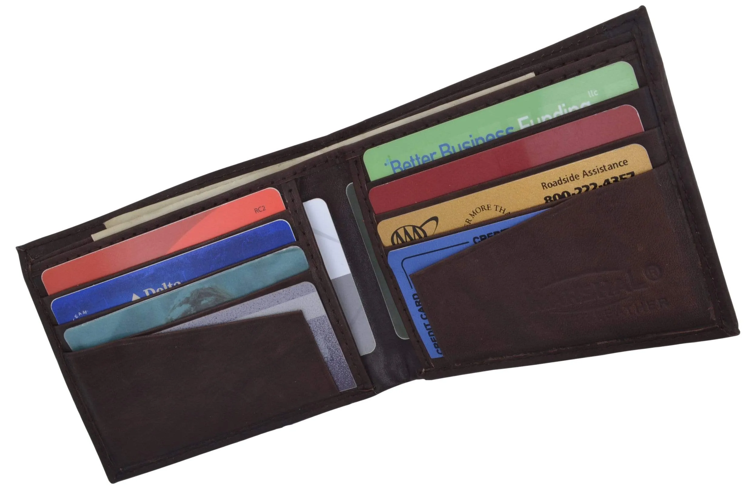 Genuine Leather Mens Bifold Slim Wallet Credit Card Holder 1308 CF