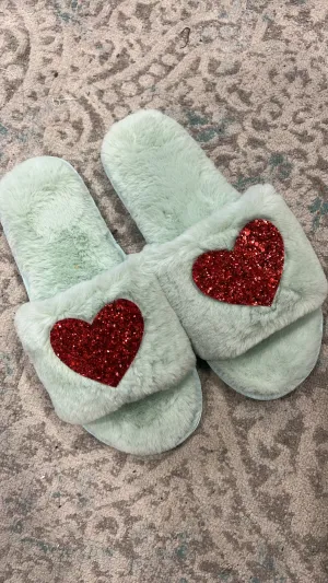 GLITTER HEART SLIPPERS