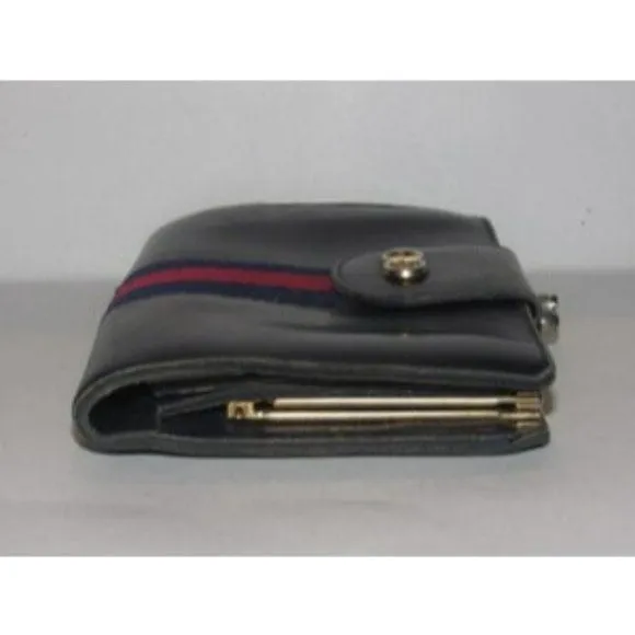 Gucci Navy Blue Leather with Red and Navy Sherry