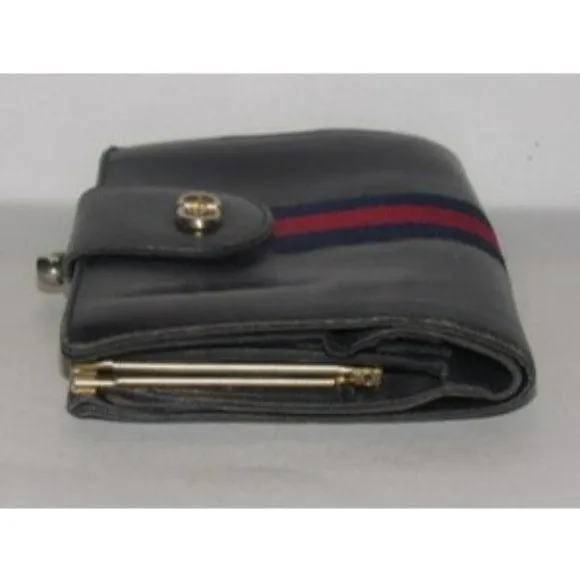 Gucci Navy Blue Leather with Red and Navy Sherry