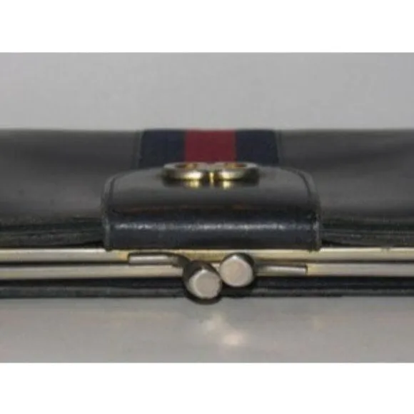 Gucci Navy Blue Leather with Red and Navy Sherry