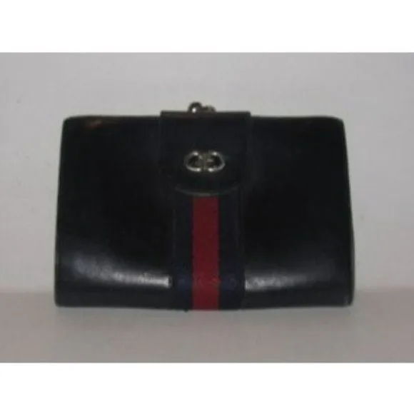 Gucci Navy Blue Leather with Red and Navy Sherry