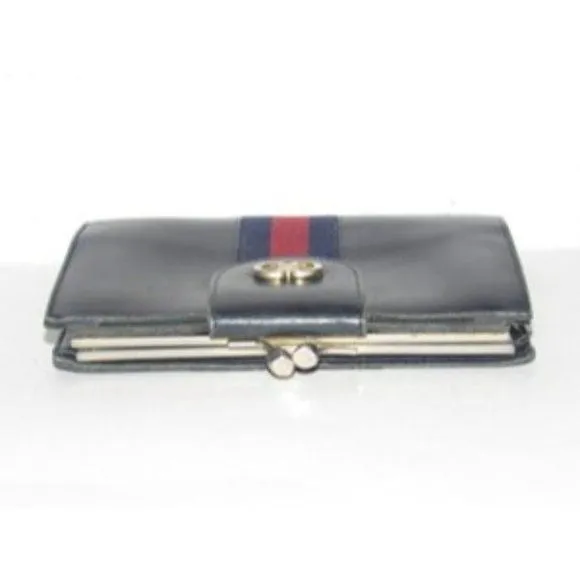 Gucci Navy Blue Leather with Red and Navy Sherry