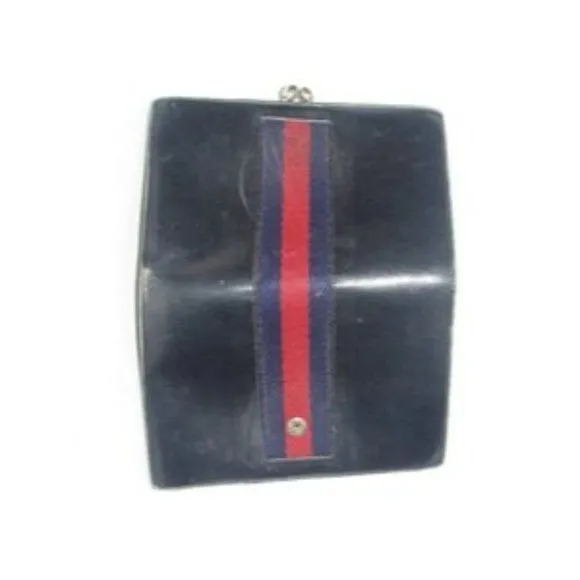 Gucci Navy Blue Leather with Red and Navy Sherry