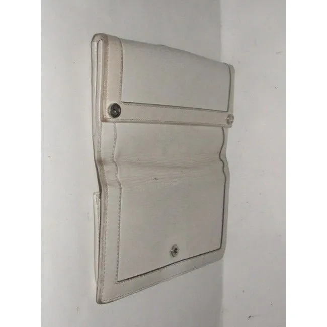 Gucci White Leather With Chrome Accents Vintage Wallet