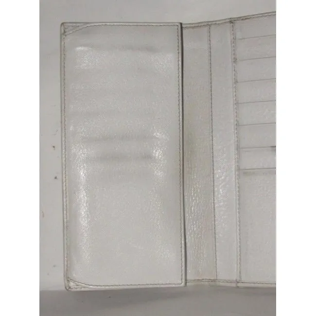 Gucci White Leather With Chrome Accents Vintage Wallet