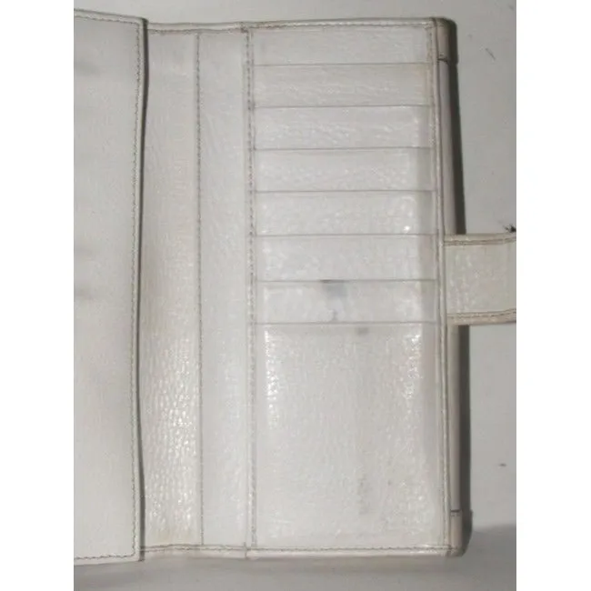 Gucci White Leather With Chrome Accents Vintage Wallet