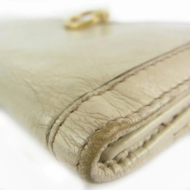 Gucci White Leather With Gold G Hinge Closure Vintage Wallet
