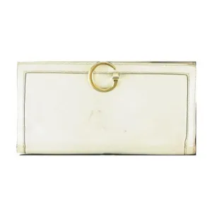 Gucci White Leather With Gold G Hinge Closure Vintage Wallet
