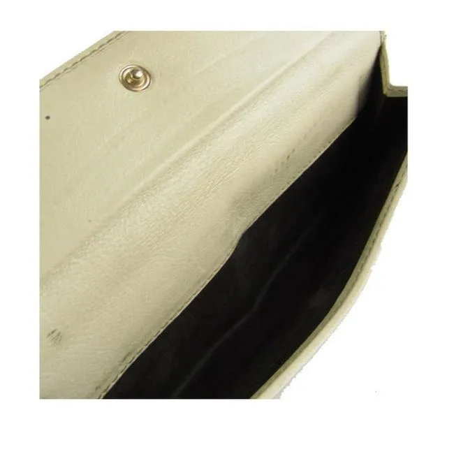 Gucci White Leather With Gold G Hinge Closure Vintage Wallet