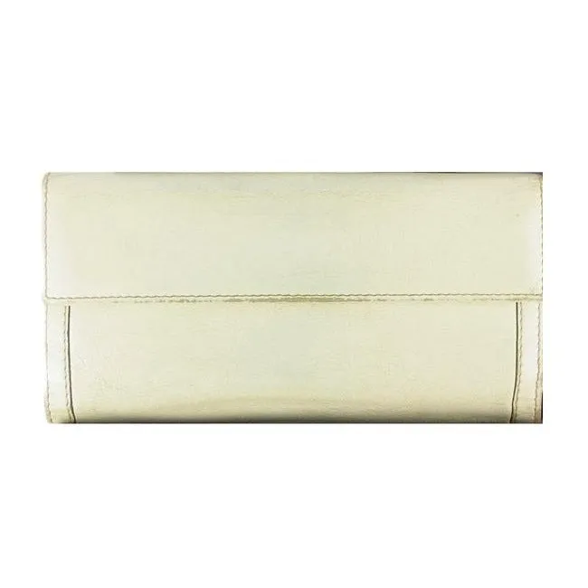 Gucci White Leather With Gold G Hinge Closure Vintage Wallet