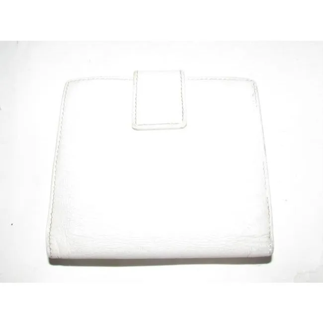 Gucci White Textured Leather With Gold Chain And Red And Navy Striped Accents Wallet
