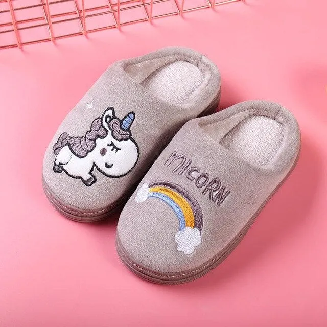 Kids Colored Unicorn Slippers