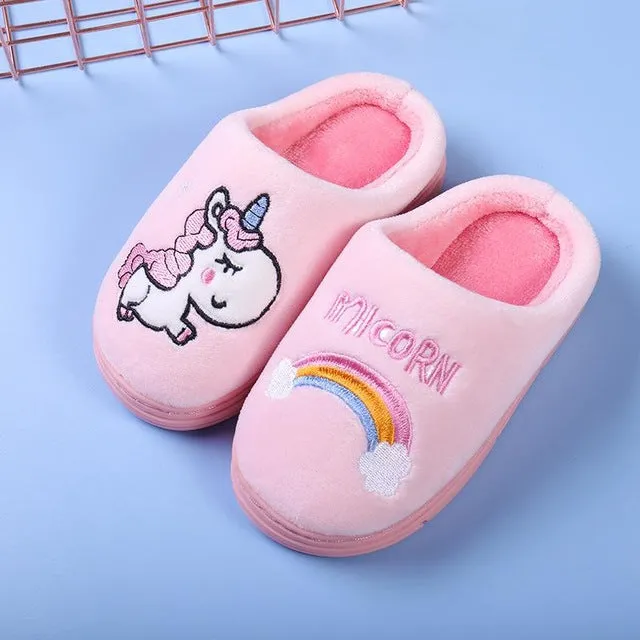 Kids Colored Unicorn Slippers