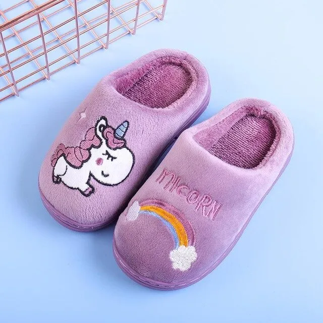 Kids Colored Unicorn Slippers