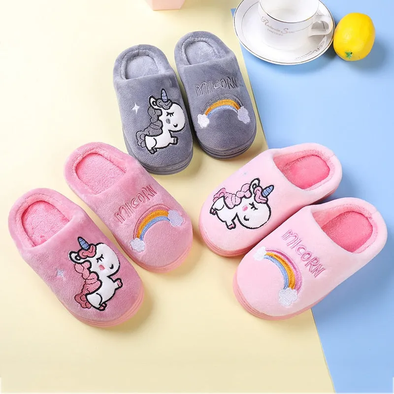 Kids Colored Unicorn Slippers