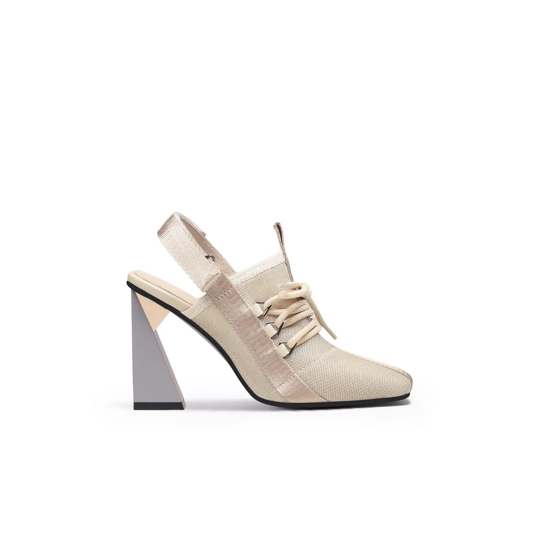 Lace Up Slingback High Heel Mules