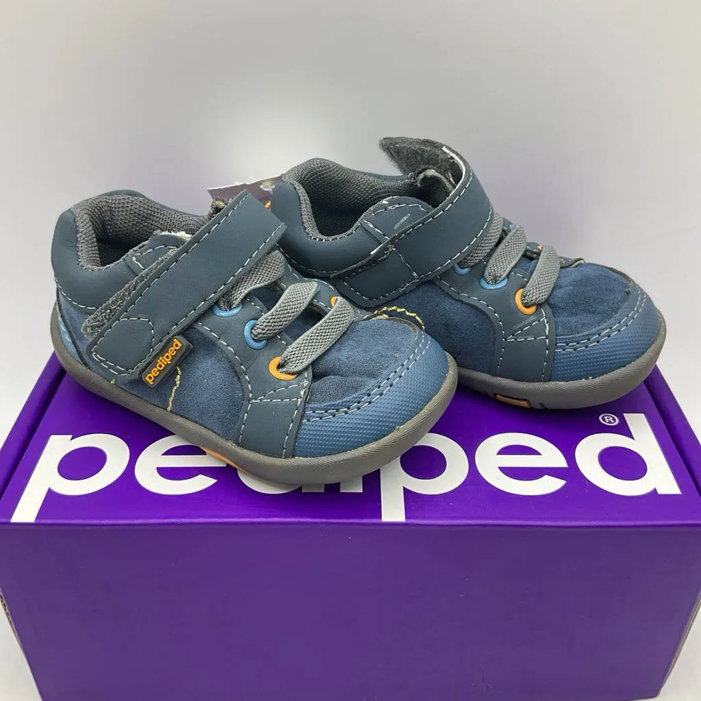 Size 4-4.5:Pediped Dani NAVY Velcro Shoes NEW