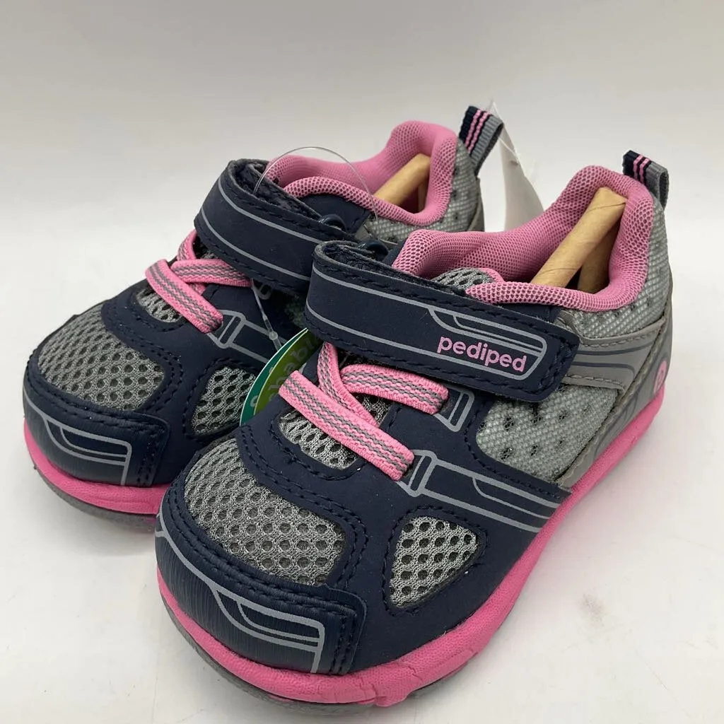 Size 5: Pediped Mars/NAVY PINK SPORT SNEAKERS Velcro Shoes NEW
