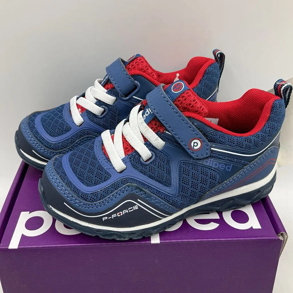 Size 7.5-8: Pediped FORCE BLUE RED Velcro SNEAKERS Vegan Shoes NEW