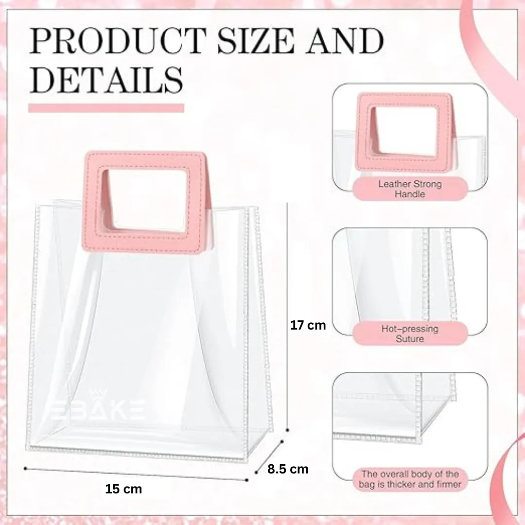 Small Transparent PVC Hamper Bag/Goodie Bag (17x15x8.5 cm) Powder Blue Round Handle - Single Piece